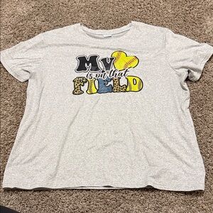 Gray Shirt with Yellow and Black Print